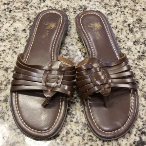 Palms Size 8.5 Brown Leather Flip Flops